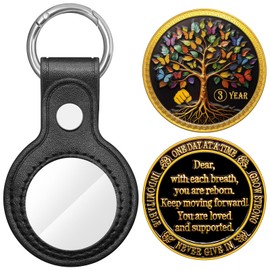 ForFine Sobriety Coin AA Coin Medallion Token Tree of Life Recovery Sobriety gifts for Men Women with Coin Holder Keychain, Serenity Prayer Card, Storage Box (3 Years)