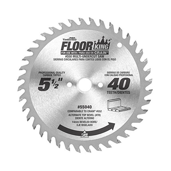 Floor King 55040 Comparable to Crain 552, 5-1/2 D x 40 Teeth x 14mm Concave Bore x ATB Grind Designed for 550 Multi-Undercut Saw, Carbide Tipped Saw Blade