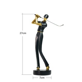 HAUCOZE Golf Decor Sculpture Modern Figurine Golfer Statue Home Gifts Table Centerpiece Crafts Polyresin Arts Black 24cm