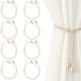Pack of 8 Tiebacks for Curtains, Hand Knitted Curtain Tiebacks, Cotton Curtain Holders, Curtain Holders, Tiebacks for Curtains, Tiebacks for Bedroom, Office, Living Room Decoration