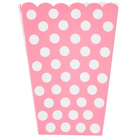 Unique Hot Pink Polka Dot Paper Treat Boxes (20cm x 15cm) Pack of 8 - Stylish Party Favor Packaging for Celebrations & Events