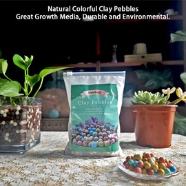 Colorful Leca Clay Pebbles 2LBS for Plants 8-10mm Natural Organic Leca Balls Indoor Potting Garden Soil for Orchid, Succulents, Hydroponics, Decoration, Drainage (Colorful-1, 2 lbs)
