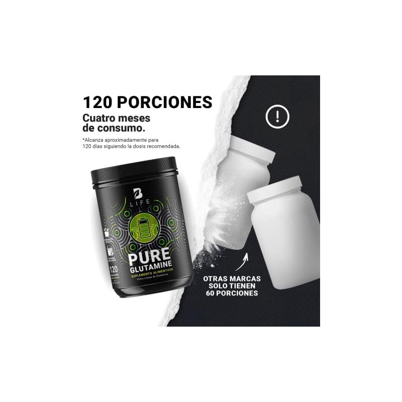 B Life Glutamina Micronizada 600g para Entrenamiento y Recuperación
