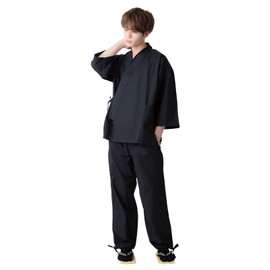 Kyoto Kimonomachi Men's Samue, Work Clothes, Black, Brown, Blue, Red, Green, 4 Sizes - Casual blk