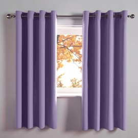 OHS Blackout Curtains Eyelet for Bedroom, Microfibre Modern Decorative Curtain for Living Room Bedroom Home Insulated Summer Winter Soft Curtains, 66x54” - Purple