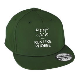 Hippowarehouse Keep Calm and Run Like Phoebe Snapback hat Premium Printed 5 Panel Flat Peak Cotton OneSize Adults Bottle Green