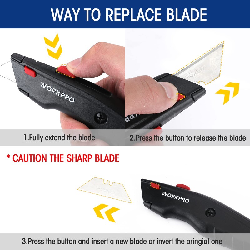 WORKPRO Premium Utility Knife, Retractable All Metal Heavy Duty Box