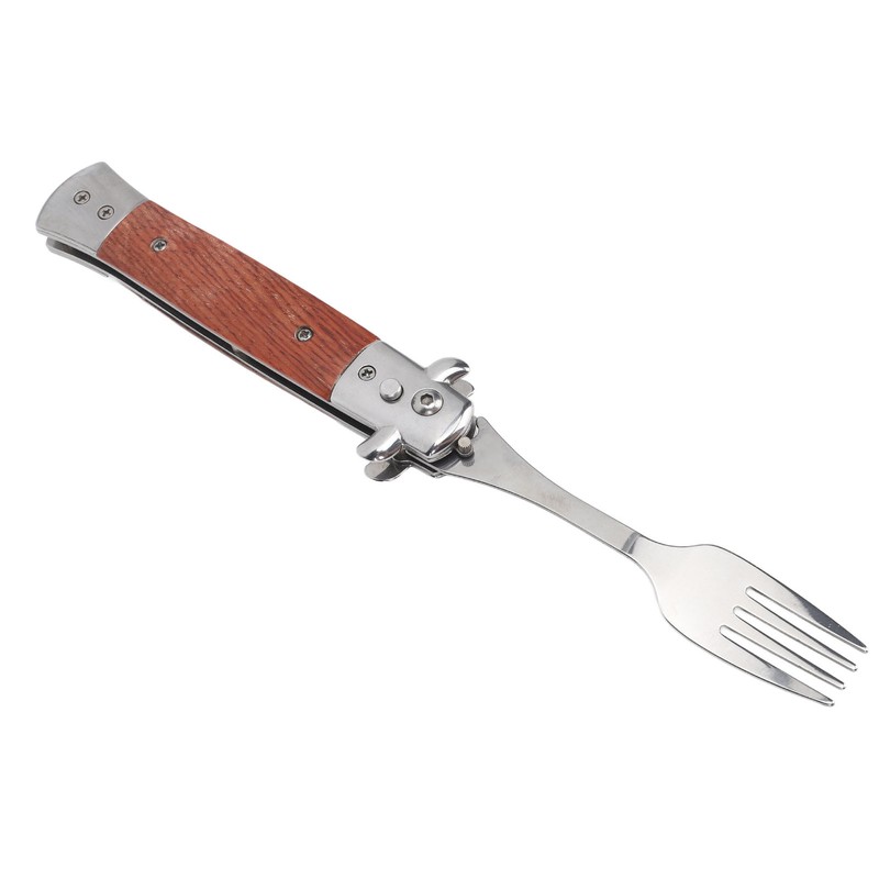 Spring Fork Rosewood Handle Stainless Steel Foldable Spring Fork for