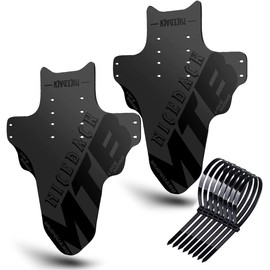 NICEDACK Mudguards Mountain Bike, 2 Pieces Mudguard Fit 20-29 Inch MTB Mudguard Front and Rear Compatible Bicycle Splash Guard (Black-Black)