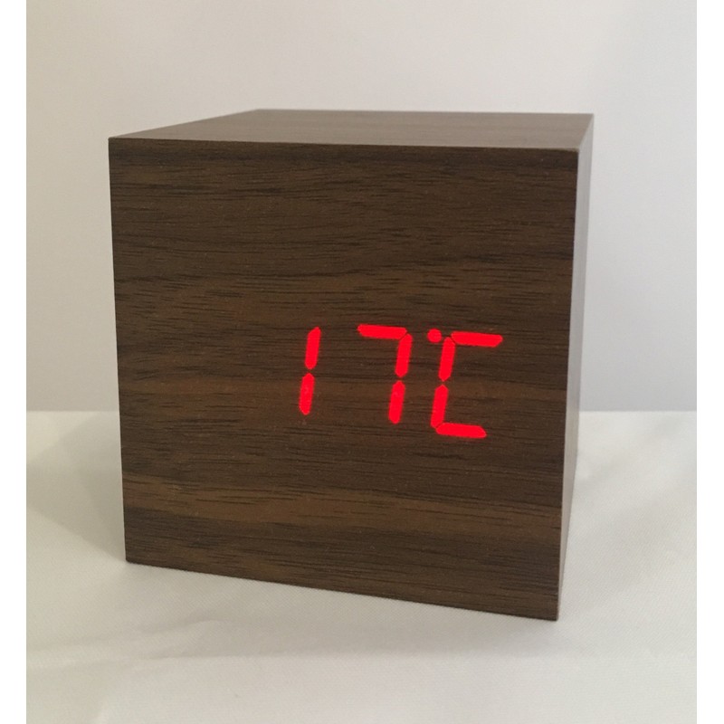 Excelsior Worldwide Limited Wooden 'Box' Clock with LED and Sound