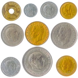 10 Spain Coins from Europe | Old Collectible Spanish Cash Lot | Perfect Choice For Your Coin Bank, Holders And Collection Album