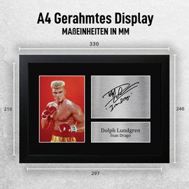 HWC Trading A4 FR Dolph Lundgren Rocky 4 IV Ivan Drago Printed Signed Film Memorabilia Framed A4