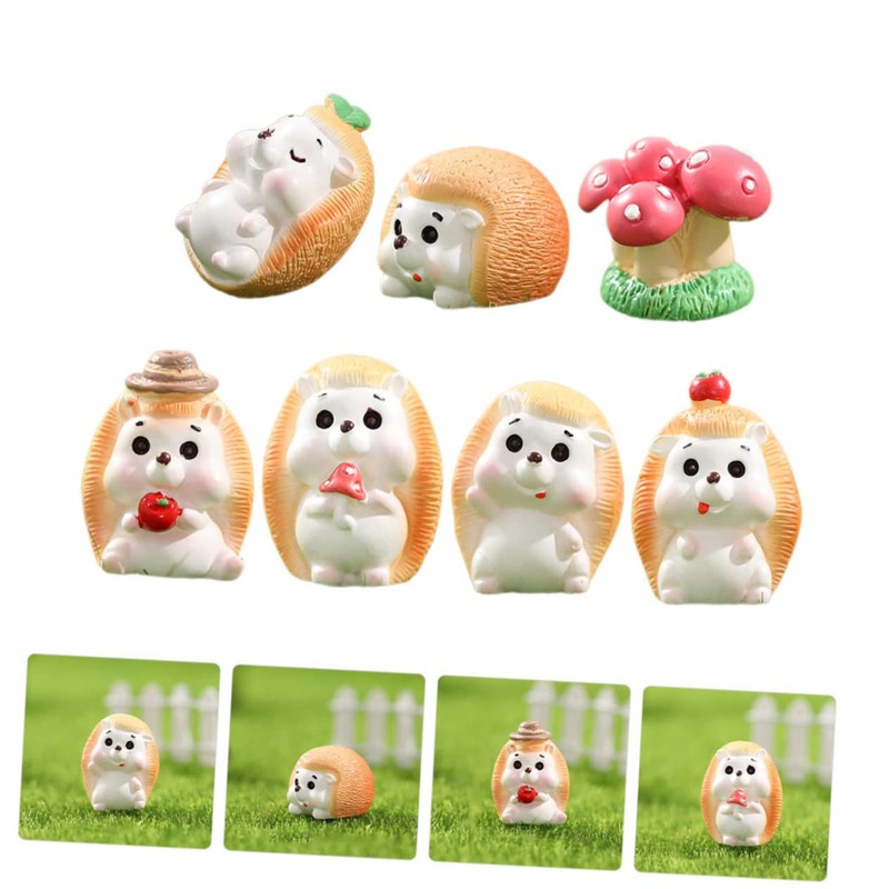 CAXUSD 2sets Miniature Hedgehog Figurines Decorative Hedgehog Models for Home