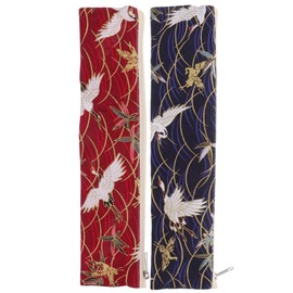 TOPBATHY Japanese fabric cutlery bag with zip, multifunctional storage for chopsticks, pens and other utensils and with crane design
