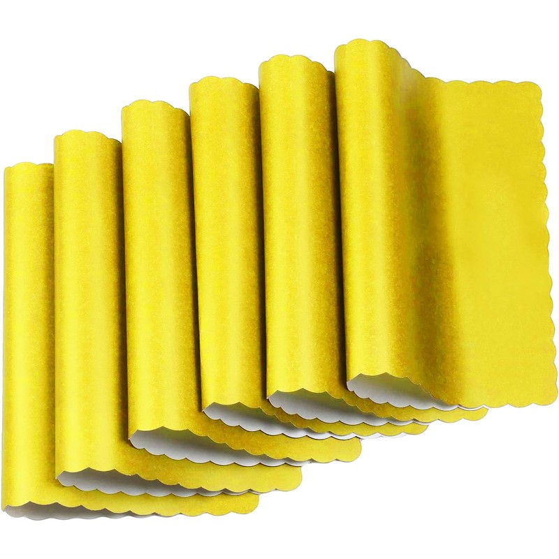 Paper Placemats - Disposable - Scalloped Edge (Yellow, 100)