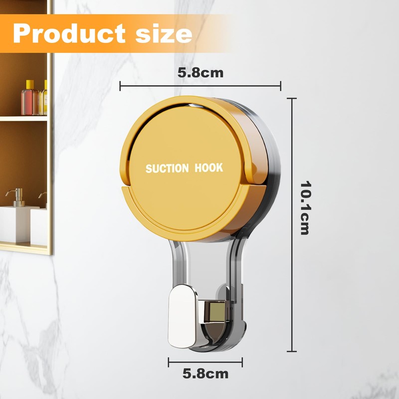 Suction Hooks 4/6 Packs, Powerful Push and Lock Vacuum Multi-Purpose