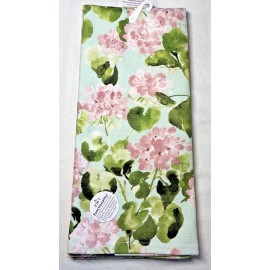 KAY DEE DESIGNS KITCHEN TOWELS (2) PINK GREEN FLOWERS  100% COTTON 18 X 28 NIP
