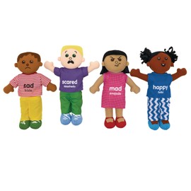 Excellerations 18" Bilingual Emotions Plush Baby Dolls, Set of 4 | Multi-Ethnic. 4 Common Expressions, Social Emotional Learning, Calm Down Corner Supplies, Play Therapy, Preschool Must Haves