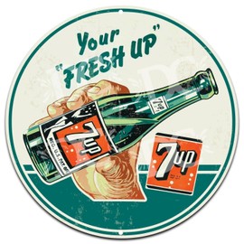 Vintage 7 Up Large 24" Metal Wall Sign