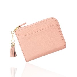 Grav Women's Wallet, Mini Wallet, Half Size (Genuine Leather Fits in Your Hand) (Compact, Yet Large Capacity), L-Shaped Zipper, Skimming, Scratch-Resistant, Grain Leather, Won't Break Bills, Compact