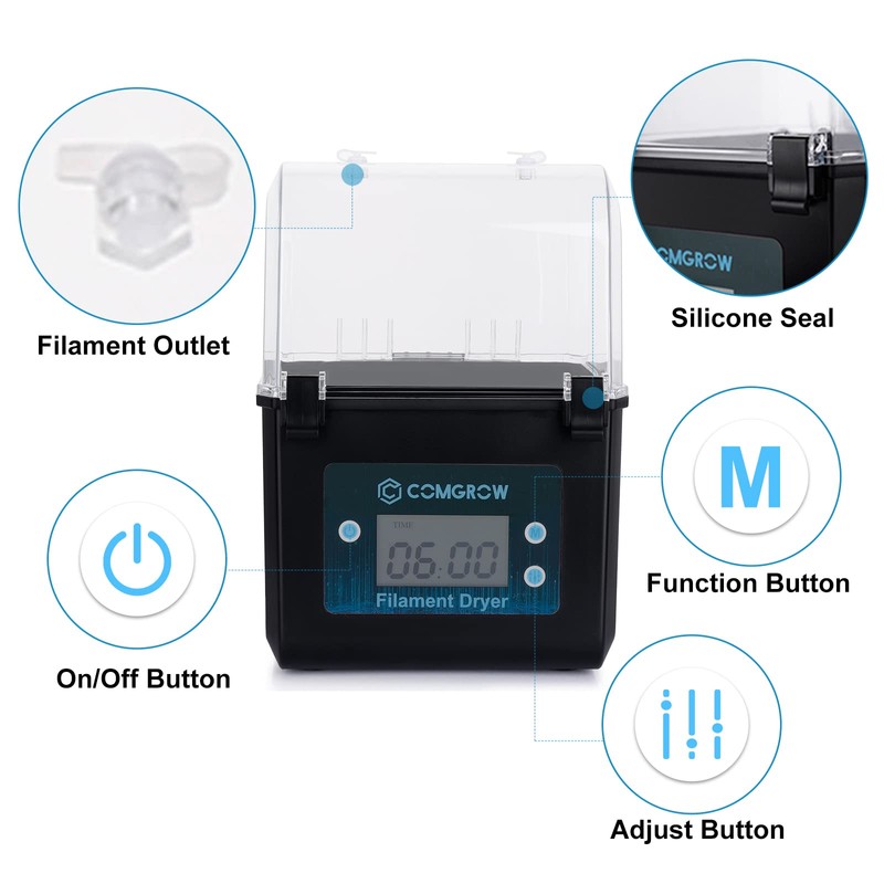 Comgrow 3D Printer Filament Dryer Box, Comgrow 3D Filament Storages,
