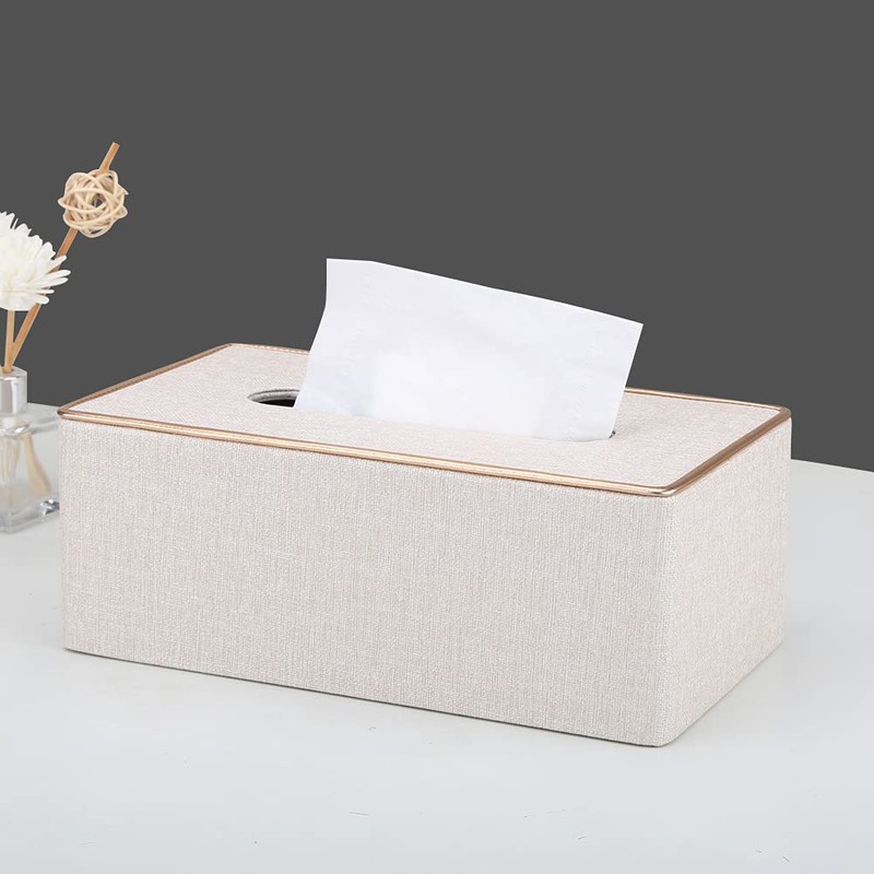 KINGFOM Tissue Box Cover PU Leather Rectangle Tissue Box Holder