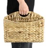 BTSKY Woven Magazine Holder, 2-Section Water Hyacinth Magazine Basket, Natural