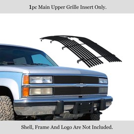 APS Compatible with Chevy Blazer Suburban 1992-1993 & 88-93 C K Pickup with Composite Headlights Main Upper Stainless Steel SS Black Billet Front Grill Grille Insert RE-C85001H