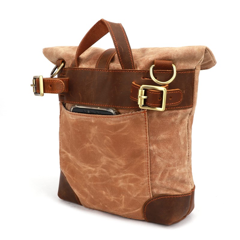 Tourbn Wax Canvas Leather Bicycle Back Seat Bag for Women