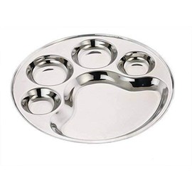 Round 5 Compartment Stainless Steel Lunch Plate Big