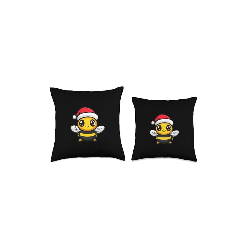 Cute Christmas Honey Bee Xmas Comic Throw Pillow