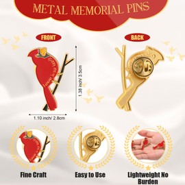 Misdary 25 Pcs Funeral Pins Christian Cross Pin Forever in Our Hearts Lapel Pin for Mourning Remembrance Day(Red,Cardinal)