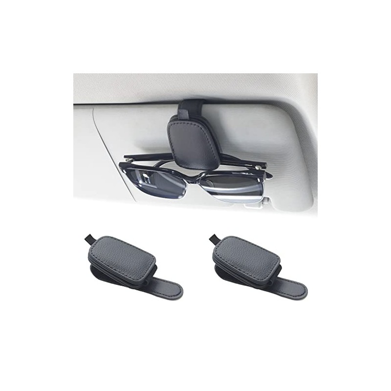 Yuoyar Magnetic Leather Sunglasses Holder for Car - 2 Packs