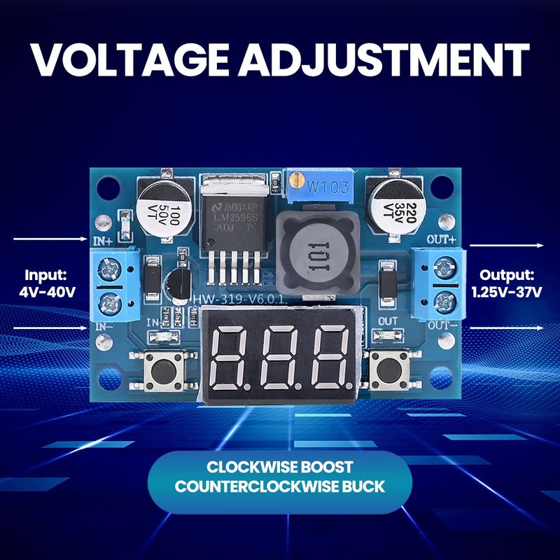 Seloky LM2596 Adjustable DC-DC Step-Down Buck Converter Module with LED