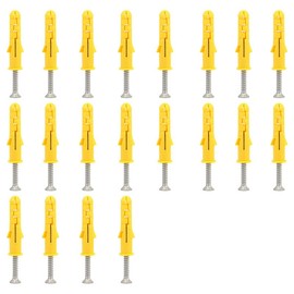 M8 x 60mm Wall Plugs with Self Tapping Screws, Phillips Flathead 304 Stainless Steel Screws, Plastic Screw Plugs, Fasteners Bolts for Plastic Wood Furniture and Drywall 20 Sets