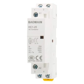 Baomain Universal AC Contactor HC1-25 AC 110V-120V 25A 2 Pole 50/60Hz Circuit Control 35mm DIN Rail