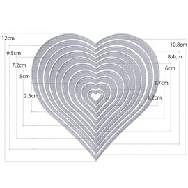 Pack of 10 Metal Heart Shape Cutting Dies Metal Cutting Stencils Cutting Dies Silver for DIY Scrapbooking Album Cutting Stencils Paper Cards Scrapbook Decoration