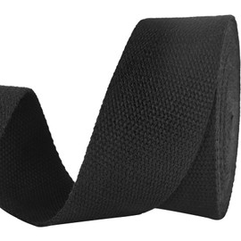 2 inch Cotton Webbing Braid Handles Bag Strap 15ft High Density Webbing Plain Weave Straps for Cloth Tote Bag, Pet Collars, DIY Projects, Crafts, Outdoor Accessories (Black 5103)