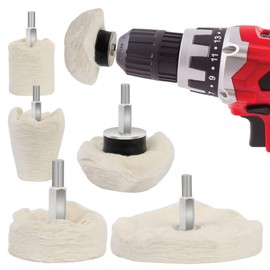 GADLANE Polishing Wheel - 6pcs Polishing Pads, Buffing Wheel For Metal, Aluminium, Stainless Steel, Chrome, Glass & DIY Projects - Drill Buffer Attachment (Drill Not Included)