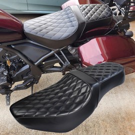 SHINKXMT Rider Driver Passenger Seat Two-up Leather Rear Passenger Seat Pillion Comforable Seat fit for Ho-nda Rebel CMX 1100 CMX1100 Rebel1100 Accessories 2021 2022 2023 2024 (Diamond Style)