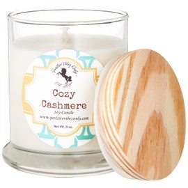 Positive Vibez Only Cozy Cashmere Scented Soy Candle, 8 Ounce Tumbler, Single Wick Candle, 40 Hours of Burn Time, Fall Candle
