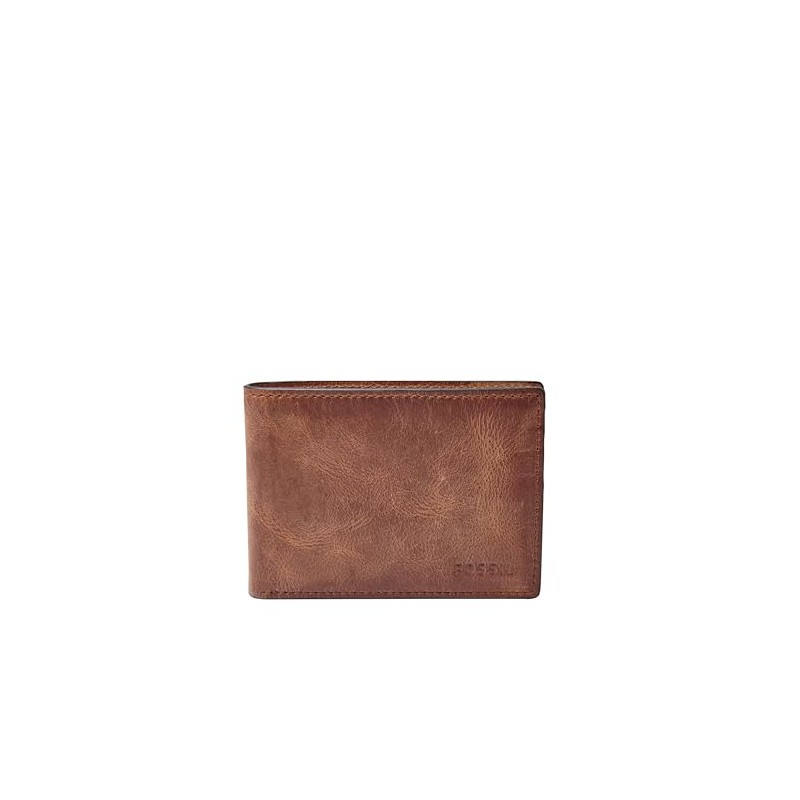 Fossil Men's Derrick Leather Slim Minimalist Bifold Front Pocket Wallet,
