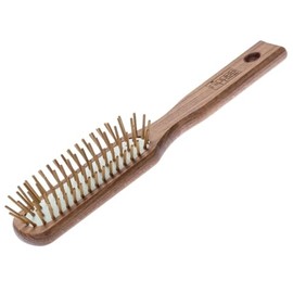 nippes Solingen Pneumatic Hair Brush 7 Rows | Ball Head Steel Pins | Blood Circulation of the Scalp | Beech Wood Handle | Creates Natural Fullness and Volume in the Hair | Oblong, Narrow