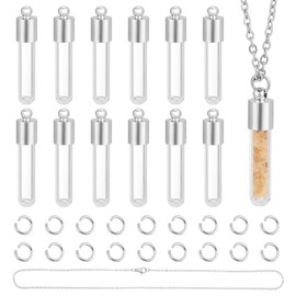 UNICRAFTALE 12 Sets Glass Vial Pendant Tube Necklace Pendant with Screw Cap Empty Clear Vial Necklace with Open Jump Rings Glass Bottle Charm for Jewelry Making Memorial Keepsake Ashes Holder