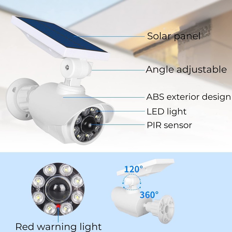JIAXIZ Solar Security Outdoor Motion Sensor, Dummy Camera IP66 Waterproof,