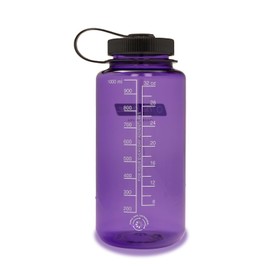 Nalgene Sustain Tritan BPA-Free Water Bottle Made with Material Derived from 50% Plastic Waste, 32 OZ, Wide Mouth, Purple with Black Cap