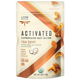 Living Intentions Sprouted Organic Nut Blend– Thai Curry– NonGMO – Gluten Free – Vegan – Paleo – Kosher – 4 Ounce Unit