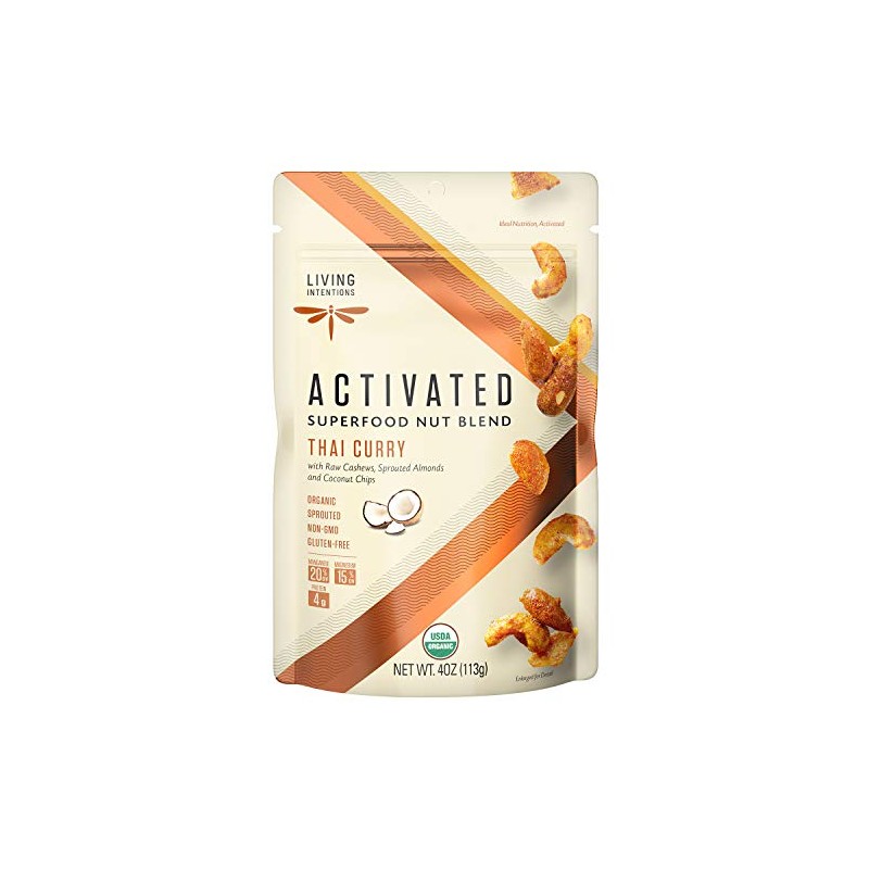 Living Intentions Sprouted Organic Nut Blend– Thai Curry– NonGMO –