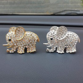 2 Pieces(Gold&Silver Elephant) Car Air Vent Clips Elephant Car Air Conditioning Freshener Clip Rhinestone Elephant Air Vent Decorations withWomen Fashion Car Decorations Gift