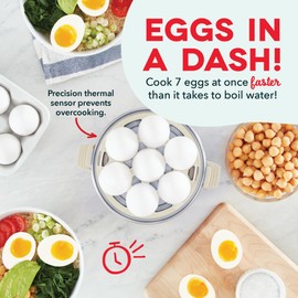 DASH Rapid Egg Cooker: 7 Egg Capacity Electric Egg Cooker for Hard Boiled Eggs, Poached Eggs, Scrambled Eggs, or Omelets with Auto Shut Off Feature - Cream